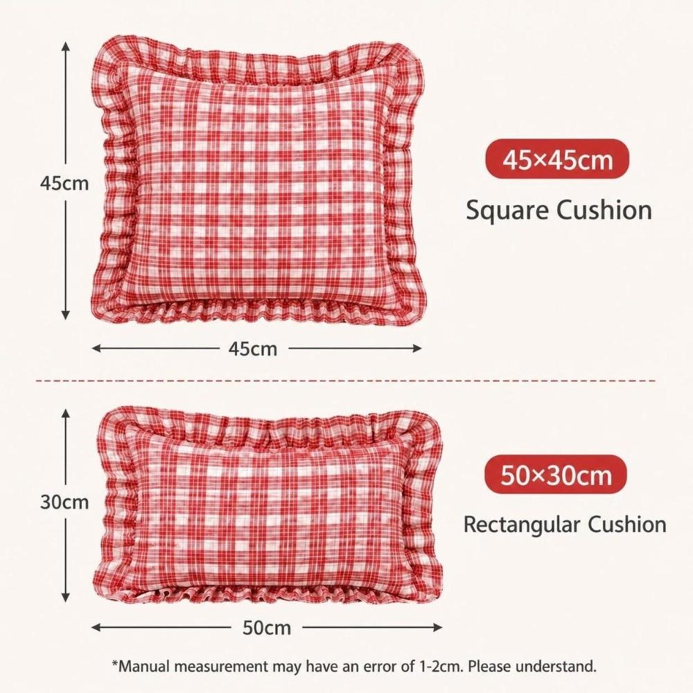 30x50cm Plaid Cushion Cover Square Shape Piping Pillowcase Ruffled Cushion Cover Living Room Decor
