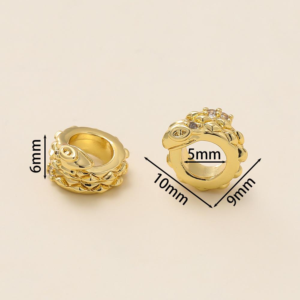 2Piece/Lot 9*10mm 14/18K Gold Color Plated Spacer Beads with Zircon for DIY Necklace Bracelets Jewelry Making Accessories