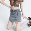 Spring and Summer Denim Short Skirts In Summer New A-lined Lining Anti-exposure Hip-covered Skirt Niche High Waist To Make You Look Slim