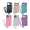 Magnetic Lens Bracket Protective Case for iPhone 16/15/14 Pro Max with Skin Feel & Lanyard, Solid Color