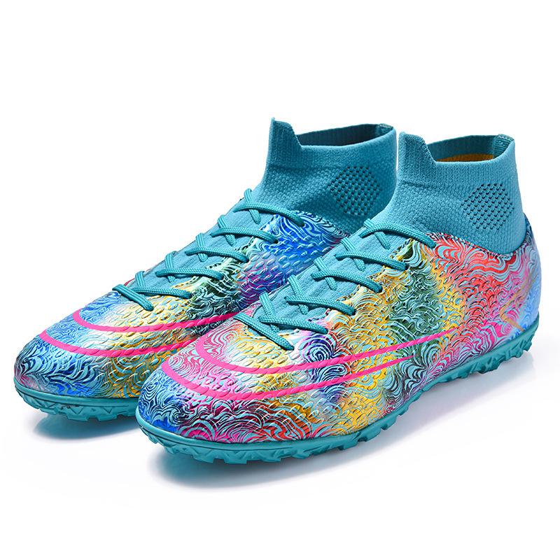 Football shoes Mandarin duck AG long nails high-top student artificial grass competition training shoes