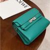2026 new exquisite and trendy women's oblique span small square bag, first-layer cowhide handbag, genuine leather handbag, and lower bag.