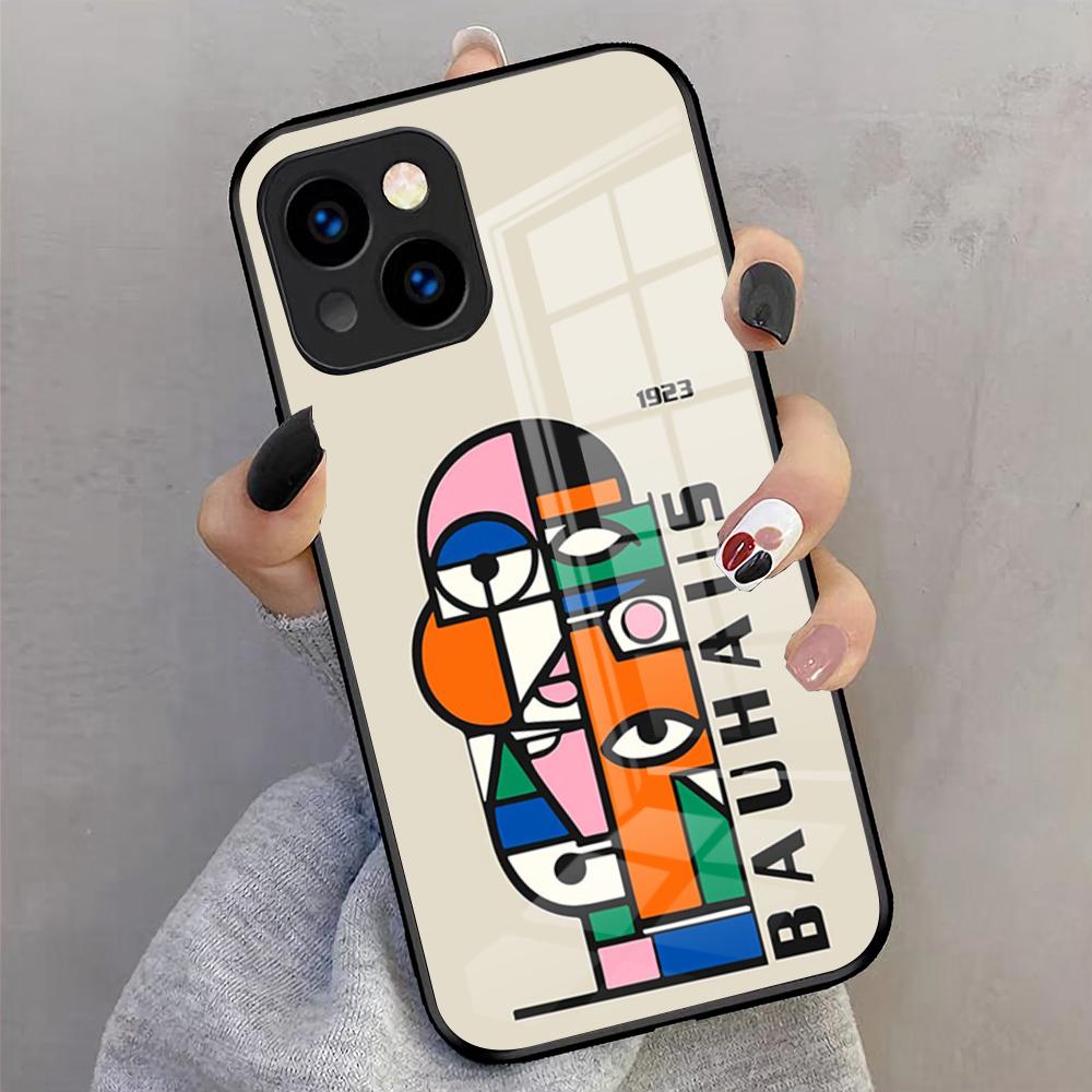B-Bauhaus-ES Art Phone Case For IPhone 17 Pro Max 16 15 14 Pro Max 13 11 X Xs Xr 8 7Plus Glass Cover