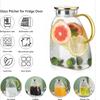 1,8L/60oz Glas-Wasserkanne mit Griff und Deckel Kühlschrank-Wasserkanne für Kalt- und Heißwasser Eistee Saft Kaffee Milch Getränke