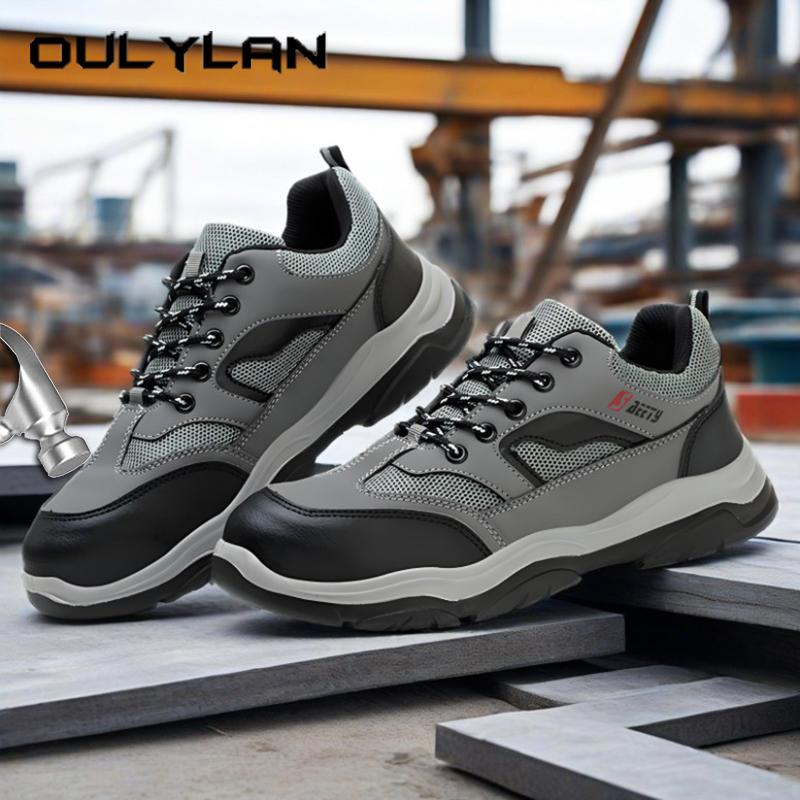 Oulylan Summer Steel Toe Labor Footwear Male Anti Odor Breathable Safety Shoes Anti-puncture Protection Boot For Outdoor Workers