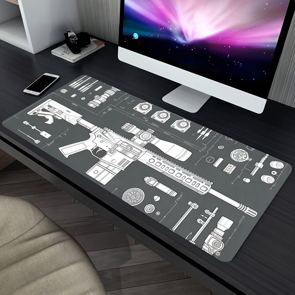 Hardware Disassembly Extended Gaming Mouse Pad Non Slip Desk Surface Mechanical Blueprint Art For Computer Desktop Use