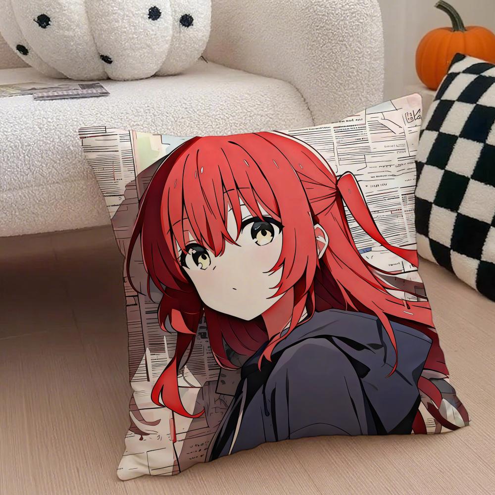 Shy Cute Japanese Anime BBocchi The Rock Cushion Cover Throw Pillow Cover Hidden Button Durable Polyester Chair Cushion