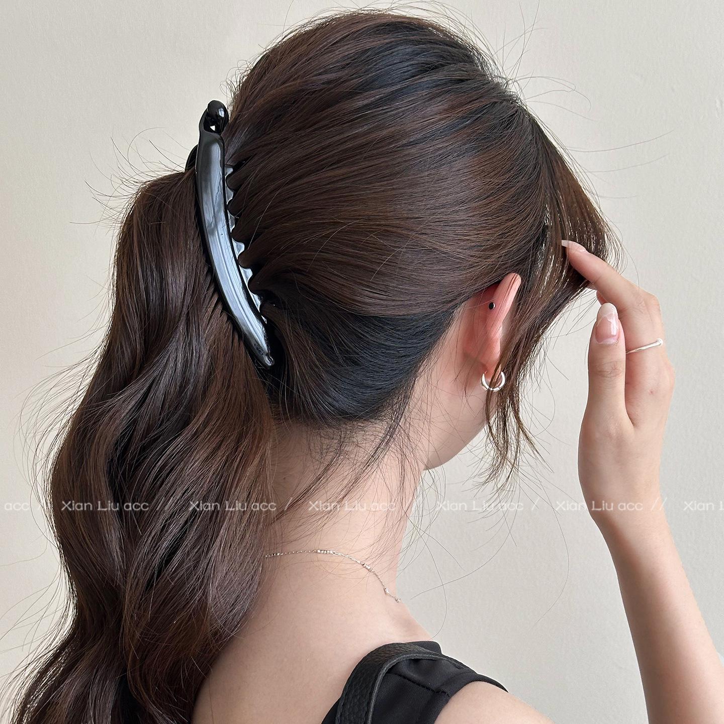 Leopard Print Retro Banana Hair Clip for Women - 2025 Niche Design Headwear Accessory