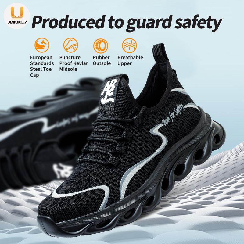 Men'S Indestructible Work Boots Safety Shoes Steel Toe Sneakers Anti-Smash Anti-Puncture Sole For Metalworking & Construction
