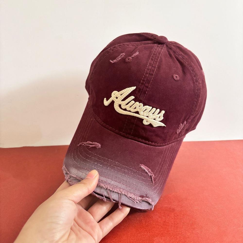 Retro Pink Baseball Cap Deeper Plus Size Women's Duckbill Cap Gradient Colors Letter Embroidery Sun Hat Spring Summer Unisex