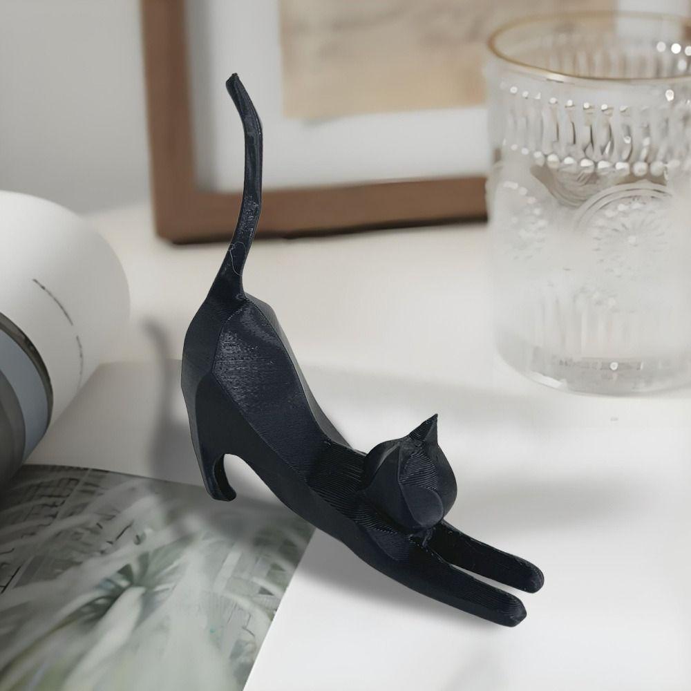 Stretching Kitten Funny Cat Ornaments Carved Kitten Statue Creative Miniature Figurines Garden