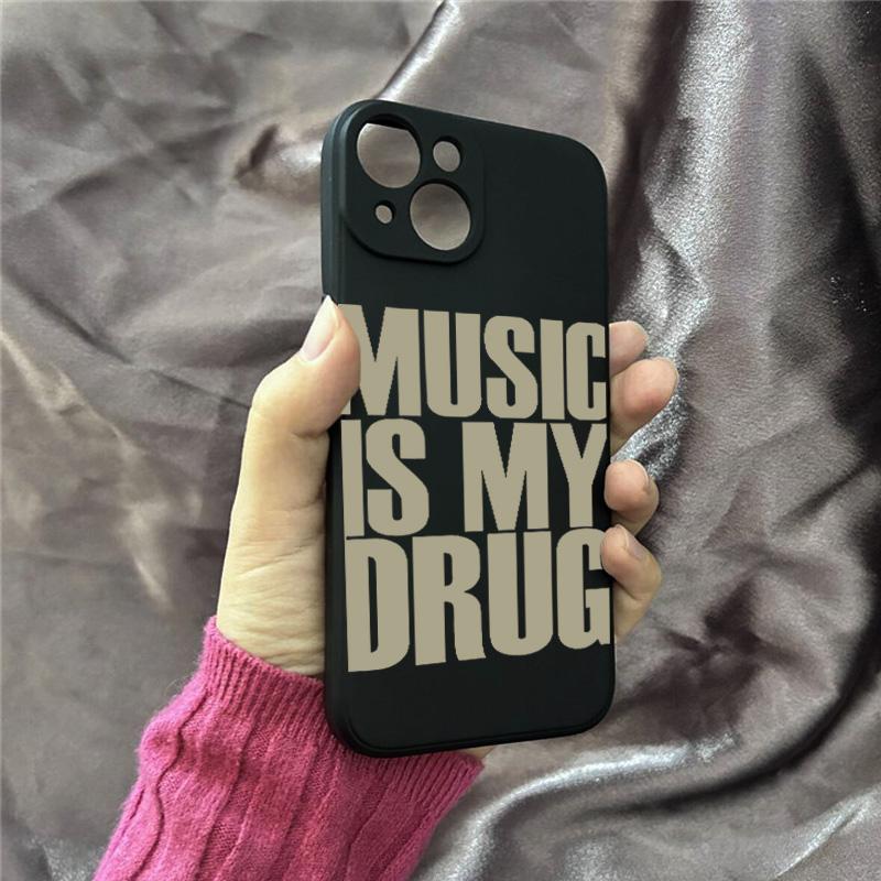 Phone Case For iPhone 16 15 14 13 12 11 Pro XS Max 7 8 Plus MINI Love Music English Trendy Y2K Art Personalized Creative Cover