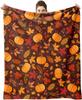 1Pc Halloween Throw Blanket Pumpkin Autumn Theme Thanksgiving Thin Blanket Gifts For Couch Bed Car Home Camping All Season Use