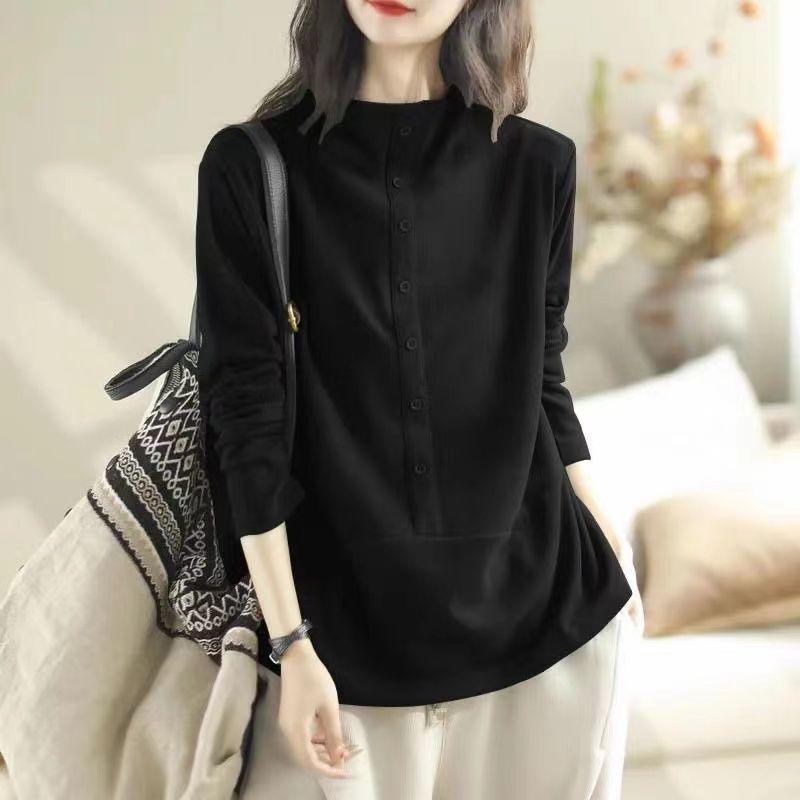 

Двостороння німецька оксамитова сорочка з напіввисоким вирізом Модний і універсальний пуловер Футболка з довгими рукавами 3XL