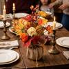Artificial Pumpkin Floral Arrangement Tabletop Decoration with Burlap Base Fall Harvest Centerpiece for Home Office Seasonal Display