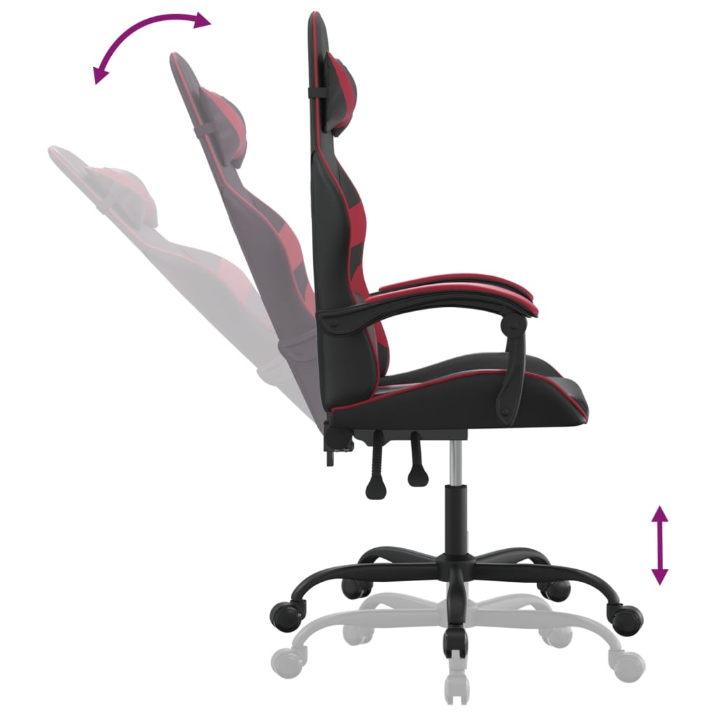 Gaming Chair Swivel Black and Burgundy Artificial Leather