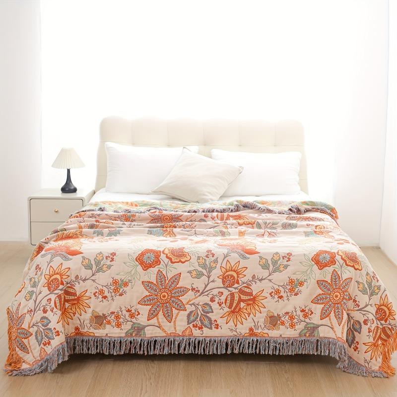 Towel Blanket Summer Cool Blanket  Pure Cotton Thickened Enlarged Air Conditioning Blanket Suitable Sofa Blankets 4 Layer Gauze