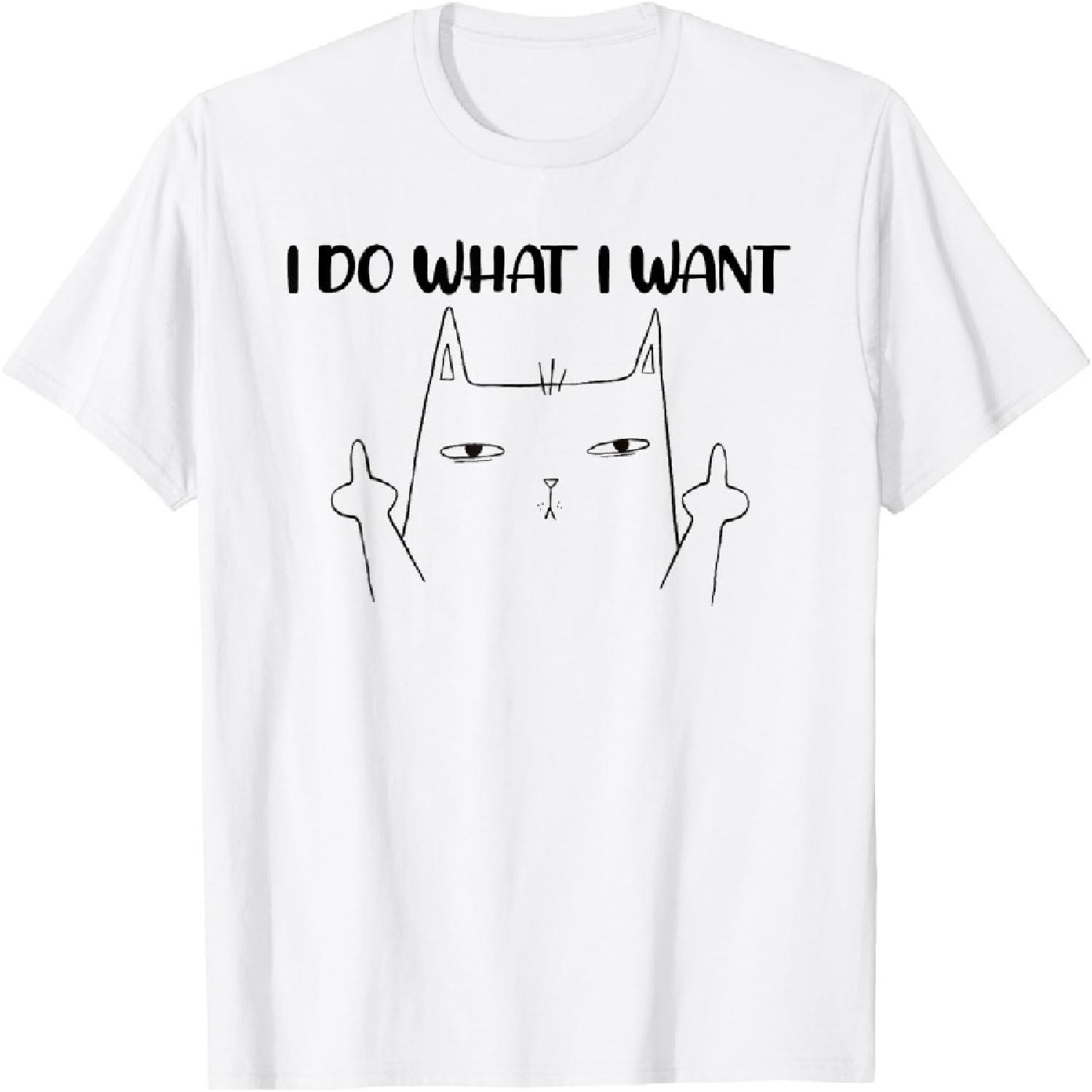 I Do What I Want Funny Cat Stinky Finger T-Shirt for Men Women XXXXXL белый
