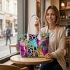 Watercolor Abstract Tote Bag Stylish Colorful Carryall for Daily Use