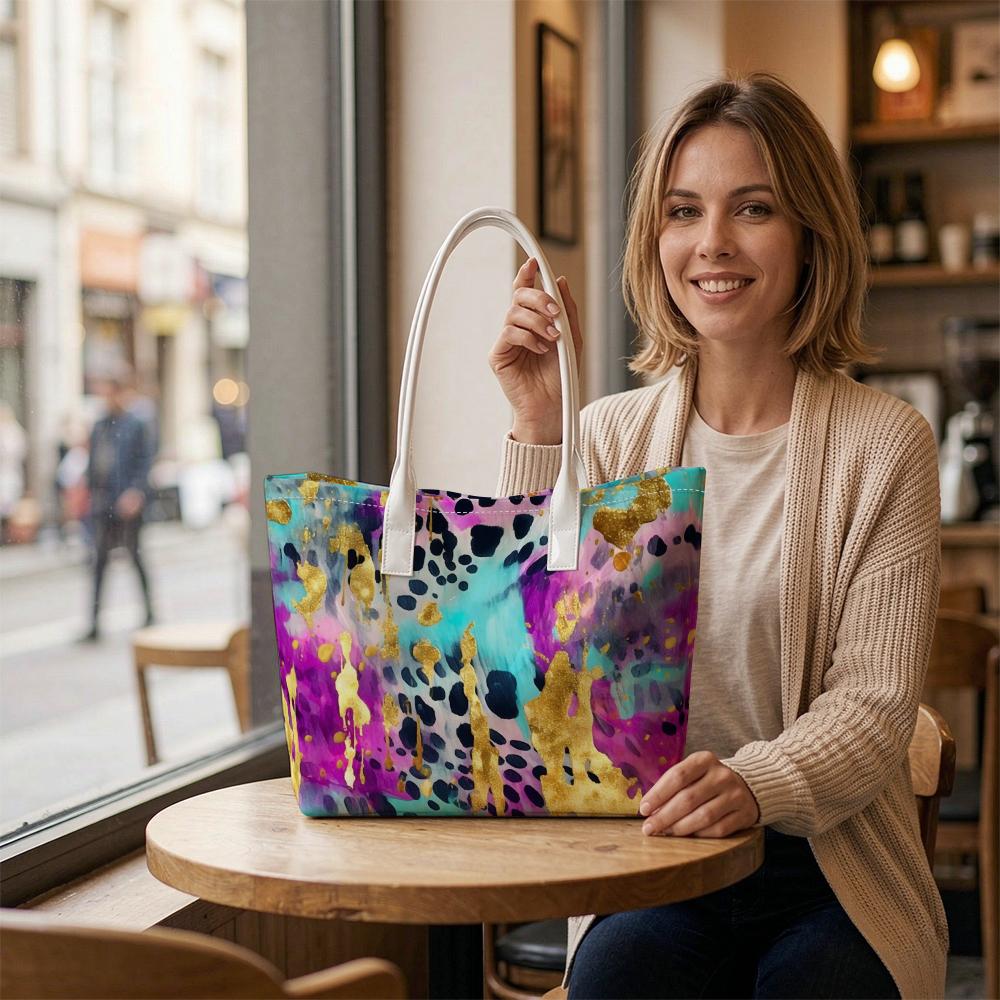 Watercolor Abstract Tote Bag Stylish Colorful Carryall for Daily Use