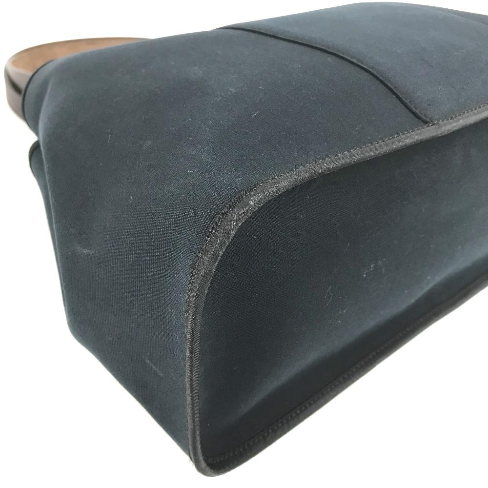 HERMES Kabak Elan PM Shoulder Bag Tote Bag Leather/Canvas Dark navy