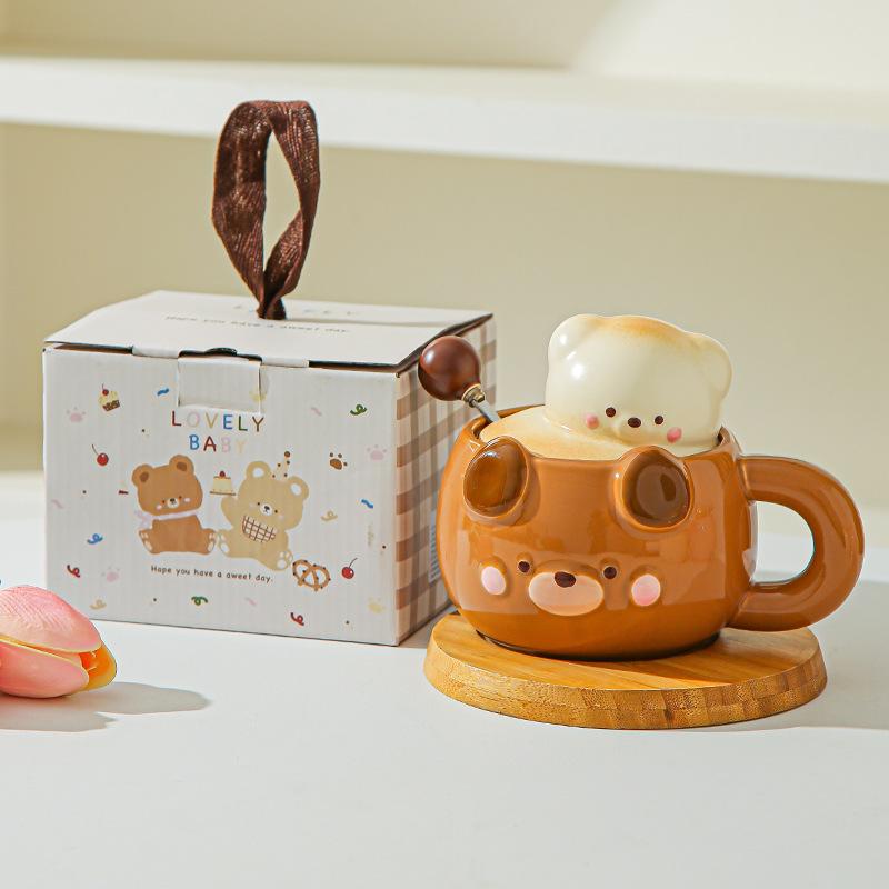 Geburtstagsgeschenk Mädchen süßer Bär Kaffee Wasserbecher ins Stil hoher Wert Keramiktasse Begleitgeschenk