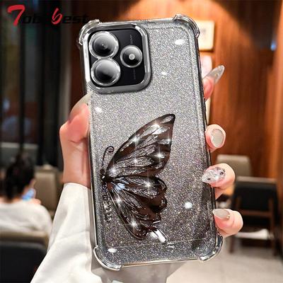Laser Butterfly Shockproof Glitter Plating Case for Xiaomi Redmi Note 15 15C 14 14C 13 13C 12 11 Pro Plus 4G 5G Cover