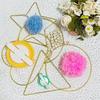 AEE4-Dream Catcher Rings Set, Metal Hoops For Crafts, 6 Inches Macrame Rings Gold, 5 Shapes Metal Hoops 4 Size Pompom Makers