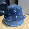 New casual fashion washed denim embroidered fisherman hat for women, Korean version, sweet, unique, and super stylish hat2026Tide