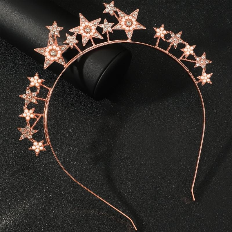 Rhinestones Star Headband for Women Evening Party Gathering Shimmering Star Hairband Theme Party Electroplate Headwear