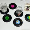 Retro Vinyl Record Coasters Set Anti-Skid Drink Coasters for Music Lovers Vintage Style Table Mats for Home Bar Kitchen Office