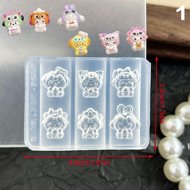 3D Силиконовая Форма для Нейл-арта Мультяшная Хелло Китти Кролик Медведь Рельефная Резьба Форма Запчасти для Маникюра Хелло Китти Кролик Медведь Шарм Декор Маникюр Штампинг