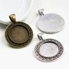 10pcs 18mm Inner Size Antique Bronze And Antique Silver Plated Connection Style Cabochon Base Cameo Setting Charms Pendant