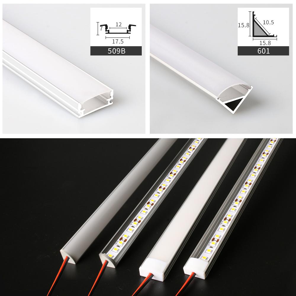 2-10PCS 0.5m Silver Aluminum Profile DIY LED Bar Light Channel Holder Milky Cover Cabinet Closet Linear Strip Light for Ceiling