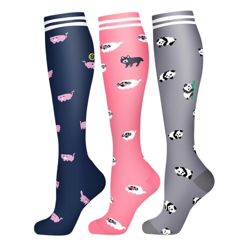 

3 пары мягких компрессионных носков, дышащие гольфы до колена, модные носки до икры для занятий спортом на открытом воздухе Set 2