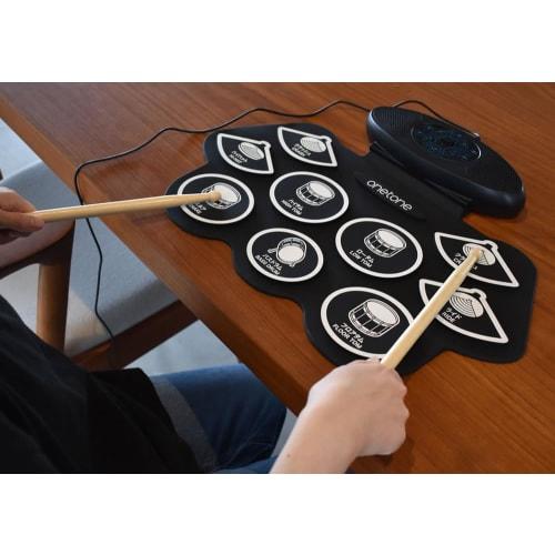 ONETONE One-Tone Roll-Up Electronic Drum Set, OTRD-05, with Built-in Speaker, Rechargeable Battery, and Japanese Language Instructions (Includes Foot