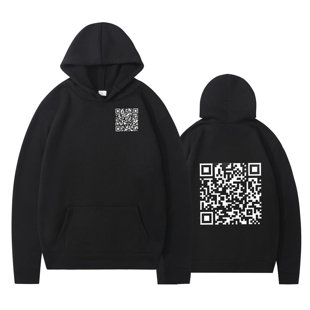Cross-border Hoodies, New Printed Styles, QR Code Scans, Loose Men's and Women's Hoodies