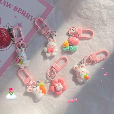 1 Adet Kawaii Sevimli Tavşan Anahtarlık Çizgi Film Hayvan Kolye Kız Sırt Çantası Dekorasyonu Takı En İyi Arkadaş Hediyesi