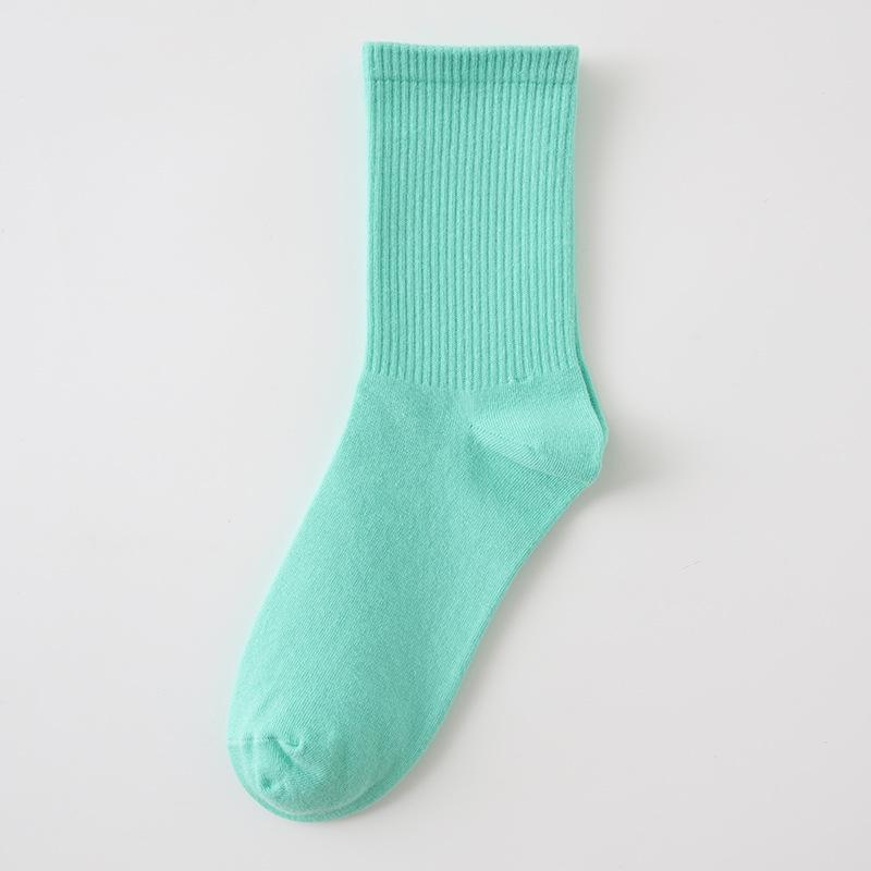 Female Spring and Autumn Thin Style Pure Color Candy Color Movement In The Tube Pile Socks