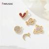 Latón Chapado en Oro de 14K Zirconia Luna Corazón Redondo Dijes Para Mujeres DIY Fabricación de Joyería Pendientes Pulsera Collar Accesorios para Hacer