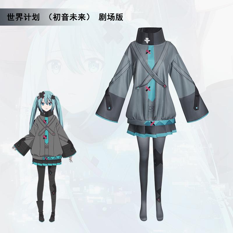 Miku Project Sekai Theater Edition Cosplay Kostüm Perücke Miku Lolita Hoodie Rock Set Damen Mädchen Alltagskleidung Halloween Kostüm