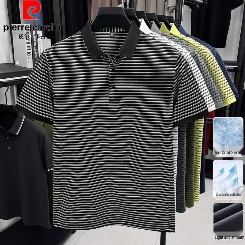 Pierre Cardin Men's Striped Short Sleeve Polo Shirt