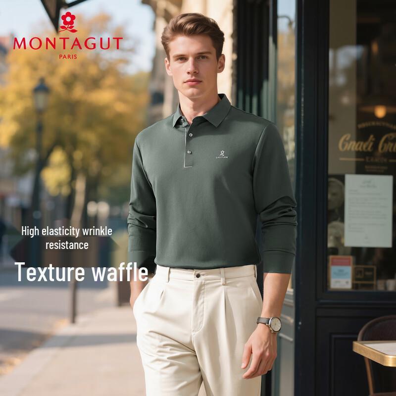 

MONTAGUT Men s Seamless Breathable Long-Sleeve Polo Shirt 50