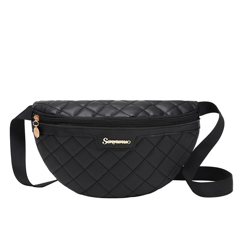 Trendy high-end versatile diamond embroidered fanny pack, casual texture, large-capacity messenger breast bag, crescent bag.