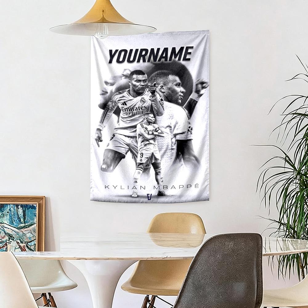 Mbappe Custom Your Name Wall Decor Tapestry Art For Pet Memorial Birthdaywedding Party Backdrop Family Gift