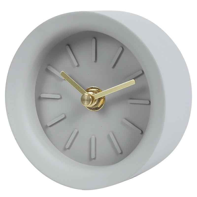 Industrial Style Concrete Desktop Clock with Brass Hand