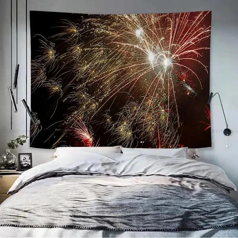 Dormitory Bedroom Tapestry Fireworks Cartoon Pattern Tapestry