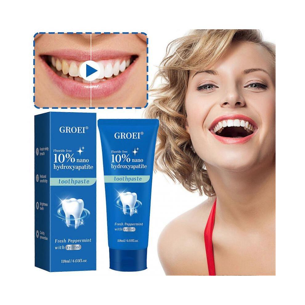 10% Nano-Hydroxylapatit Zahnpasta zur Schmelzreparatur, Fluoridfreie Hydroxylapatit Zahnpasta, Zahnaufhellung, Frischer Atem, Kariesprävention