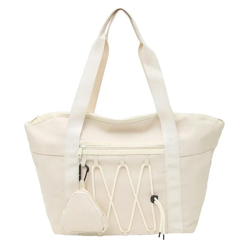 

Solid Color Oxford Zipper Travel Handbag 2026 High Quality Large Capacity Simple Fashi Shoulder Bag Soft Trendy Crossbody Bag бежевый