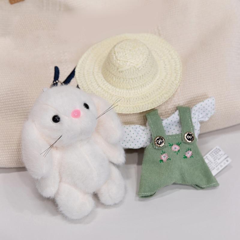 Chaveiro Feito à Mão Acessório de Bolsa Chaveiro Amuleto de Coelhos Jardineiros de Pelúcia Anéis de Chave Portáteis Ornamento de Bolsa